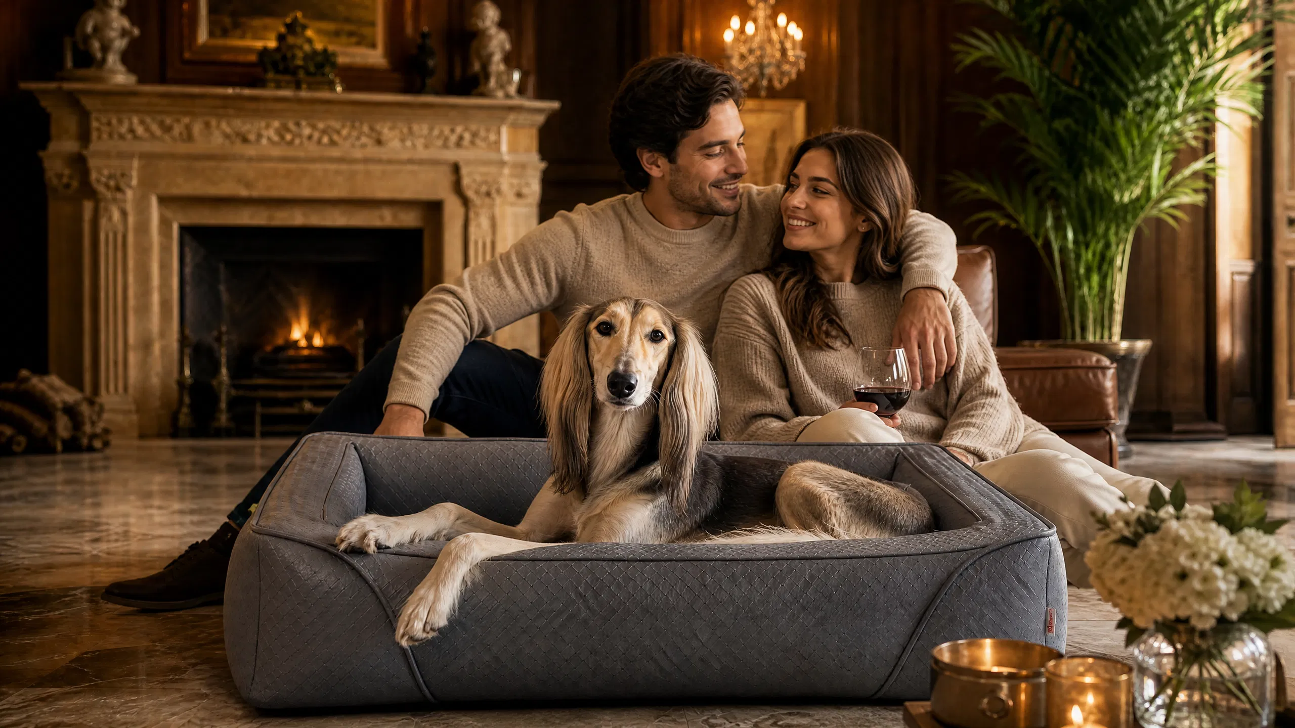 Luxury Summer Cooling Pet Leather Sofa · Evening Study with German Shepherd · GuardHound DOG