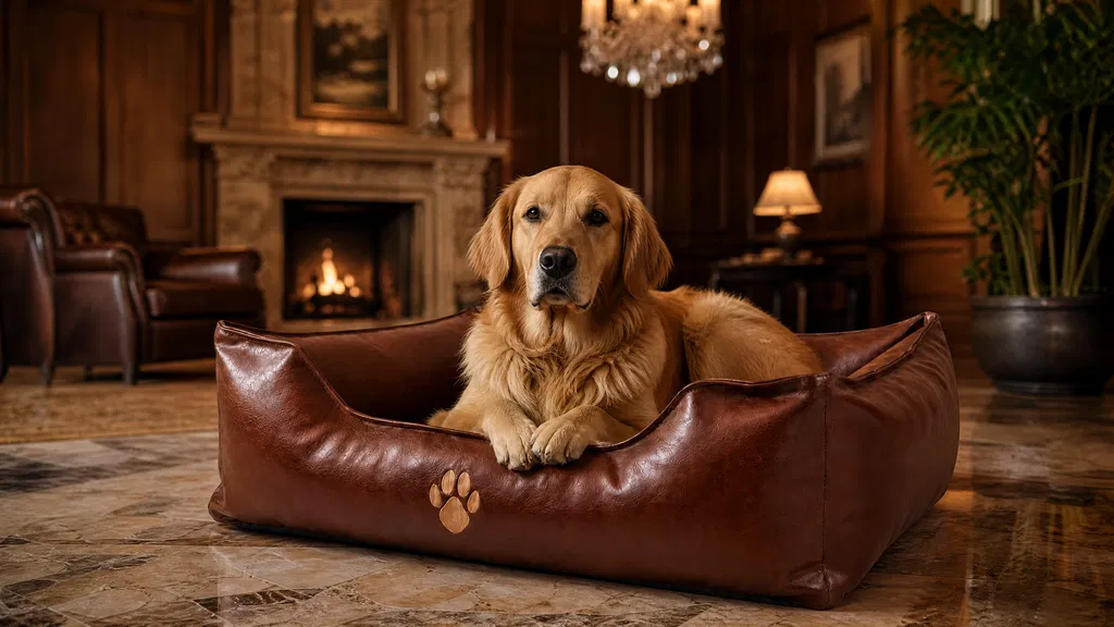Premium Leather Waterproof Pet Bed with Removable Cover · GuardHound DOG