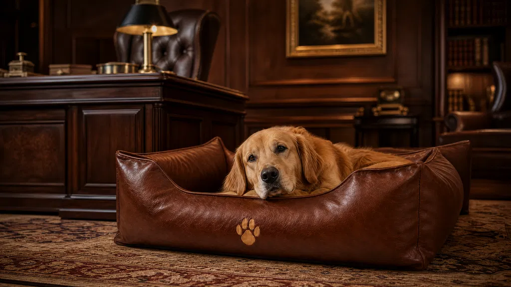 Premium Leather Waterproof Pet Bed with Removable Cover · Premium Faux Leather · GuardHound DOG