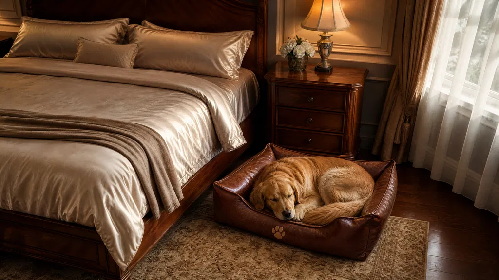 Premium Leather Waterproof Pet Bed with Removable Cover · Raised Edge for Security · GuardHound DOG