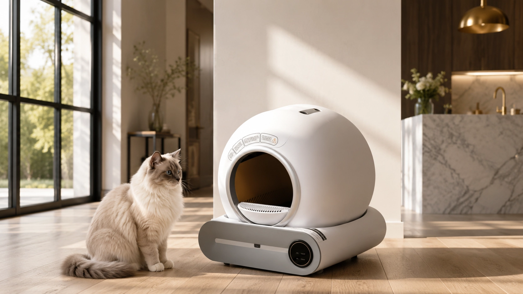 Smart Self-Cleaning Litter Box · Cloud White · GuardLynx