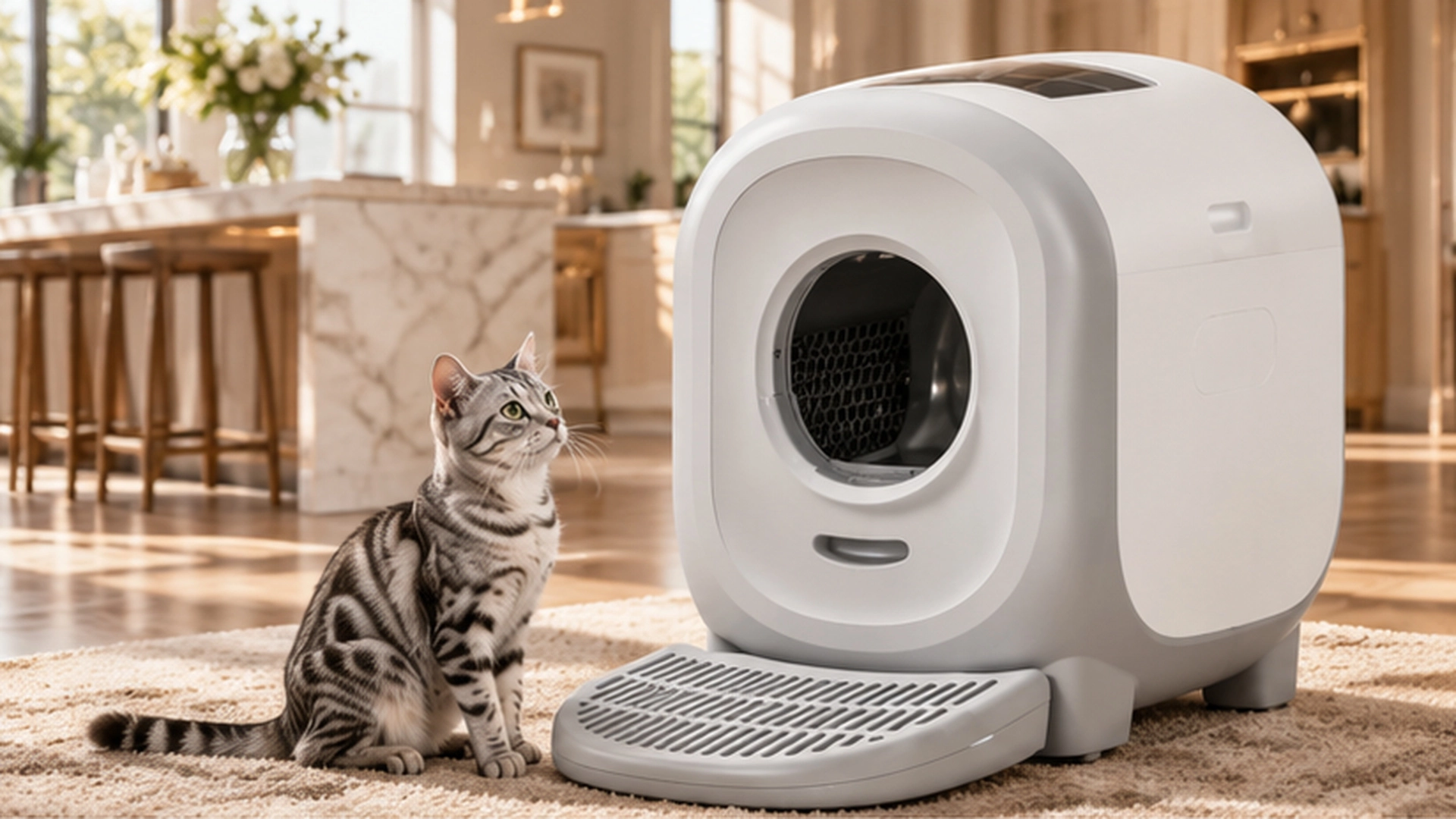 Skylight Smart Self-Cleaning Litter Box · Whisper-Quiet Motor · GuardLynx