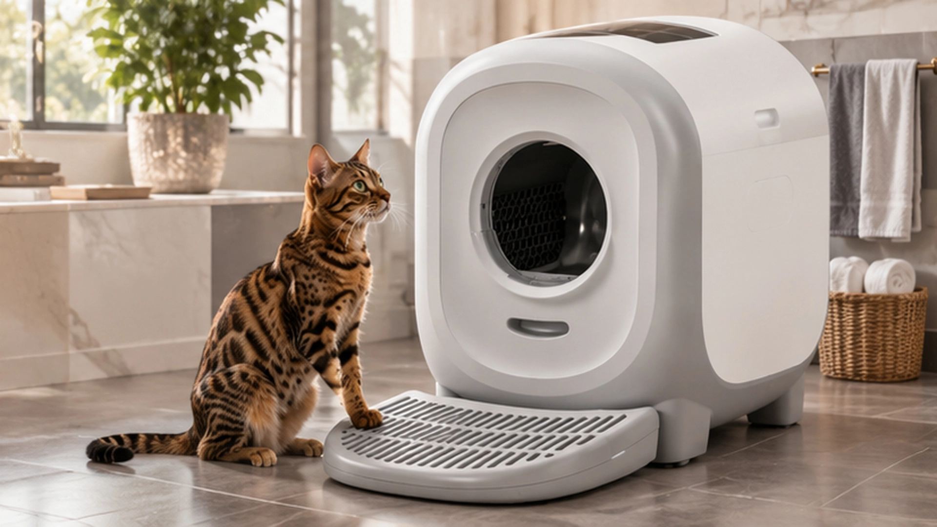 Skylight Smart Self-Cleaning Litter Box · White · GuardLynx