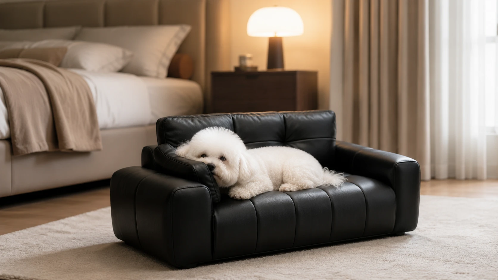 Italian Leather Pet Sofa for Dogs · Easy-Clean Leather Surface · GuardHound DOG