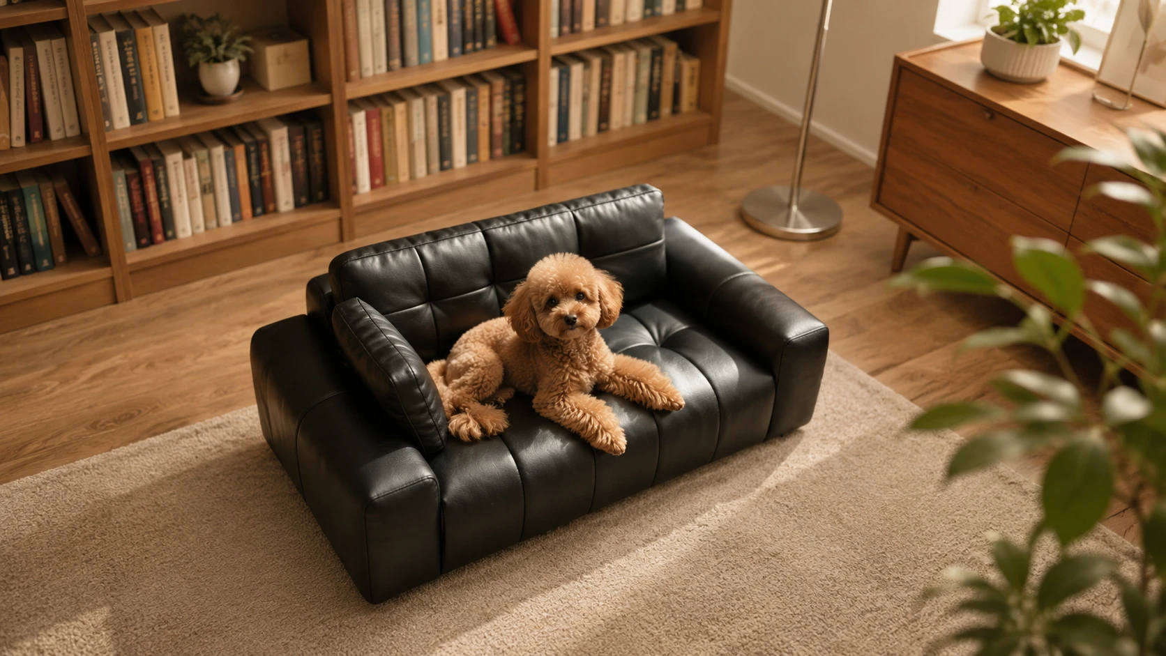 Italian Leather Pet Sofa for Dogs · Floor-Standing Stability · GuardHound DOG