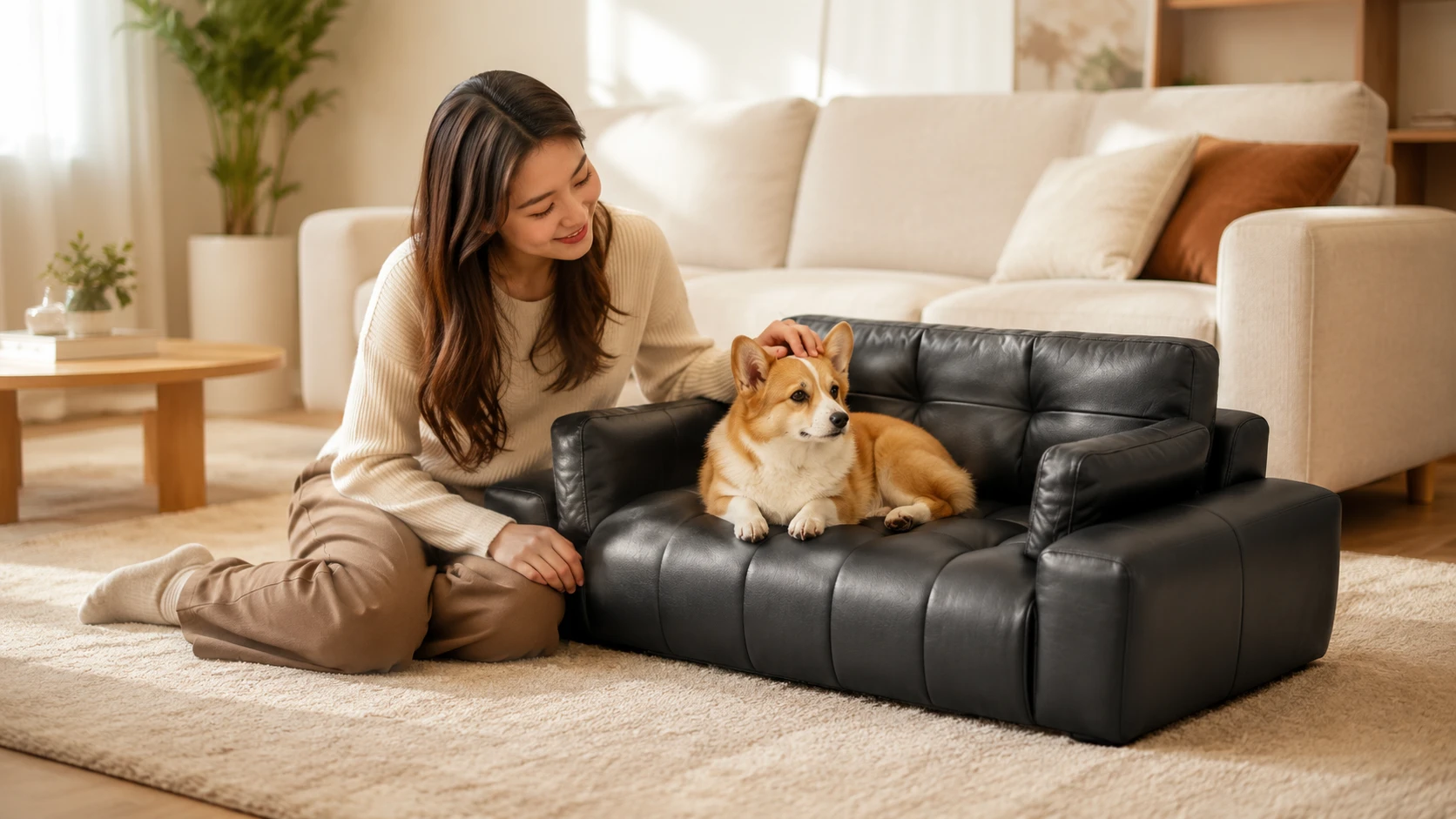 Italian Leather Pet Sofa for Dogs · Golden Afternoon Retreat · GuardHound DOG