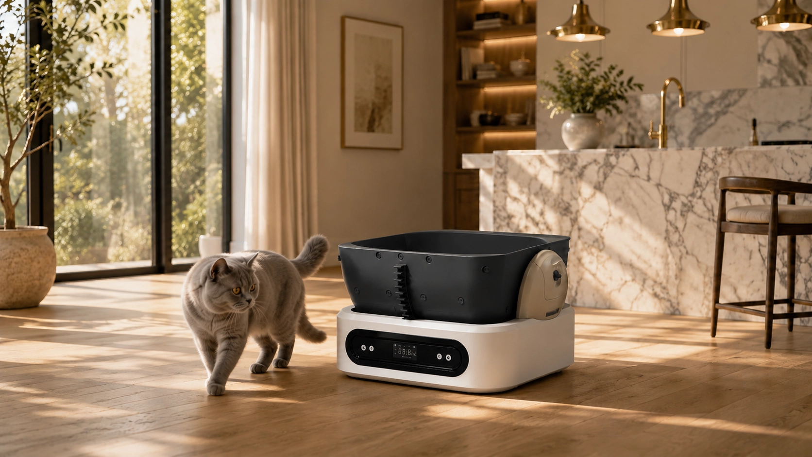 Open-Top Smart Weight-Sensing Automatic Litter Box · Precision Weight Sensing · GuardLynx