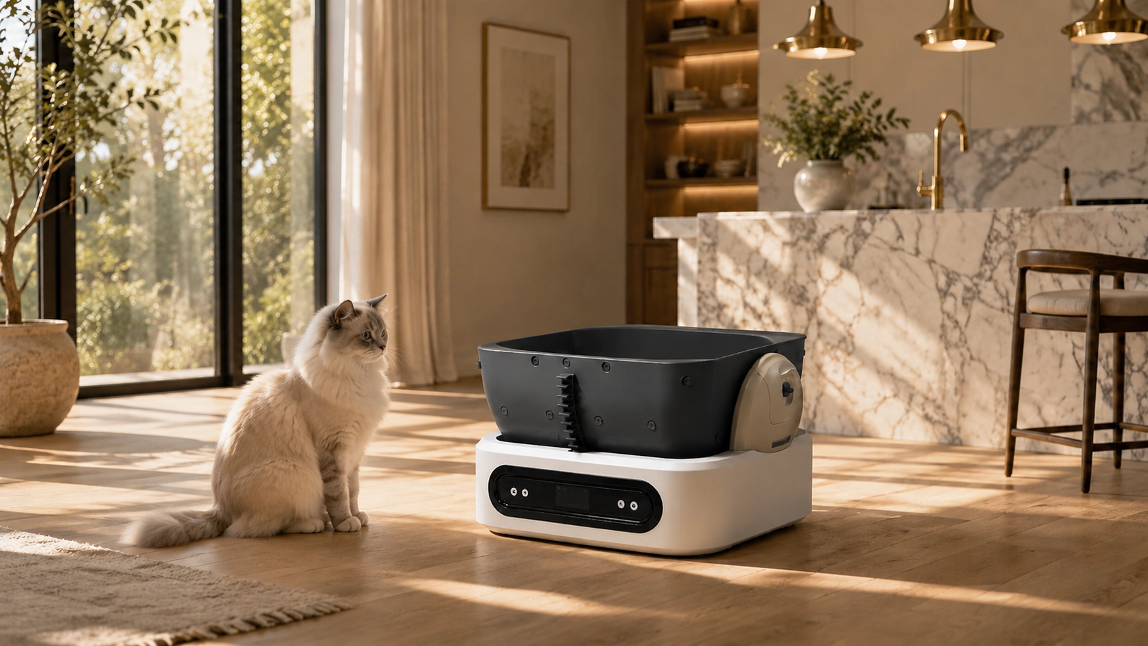 Open-Top Smart Weight-Sensing Automatic Litter Box · Minimalist Aesthetics · GuardLynx
