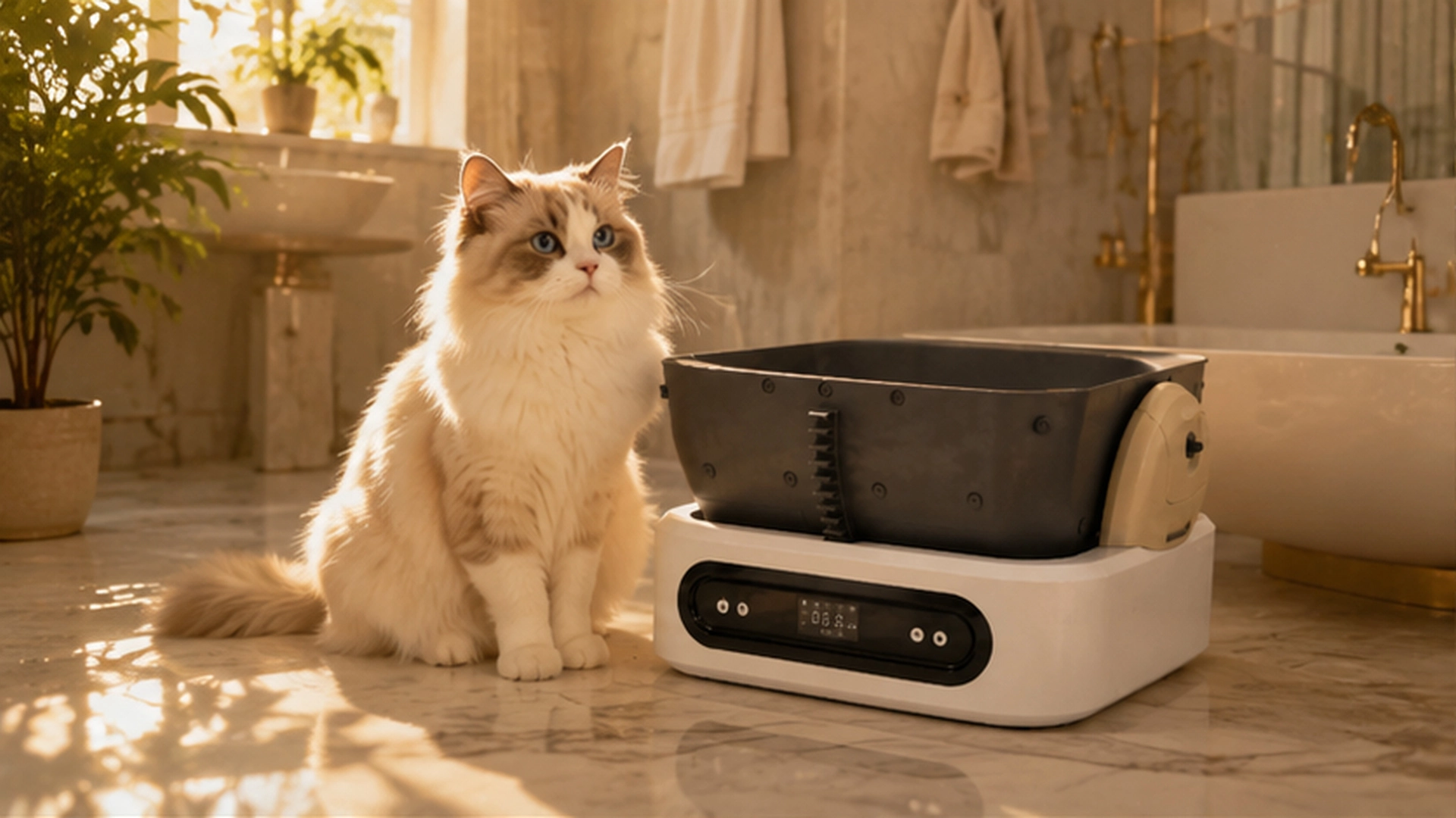 Open-Top Smart Weight-Sensing Automatic Litter Box · Morning Elegance · GuardLynx