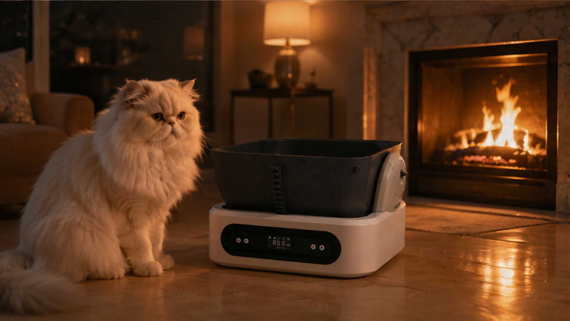 Open-Top Smart Weight-Sensing Automatic Litter Box · Cozy Evening · GuardLynx