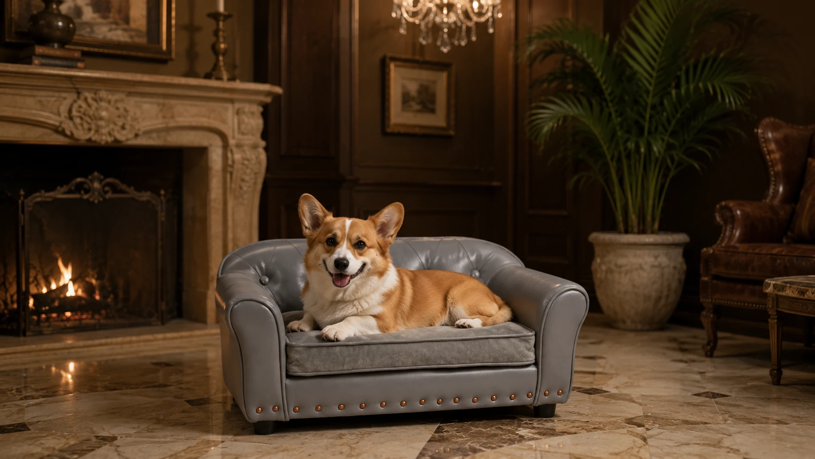 PU Leather Sofa Pet Bed with Wooden Rivets · GuardHound DOG