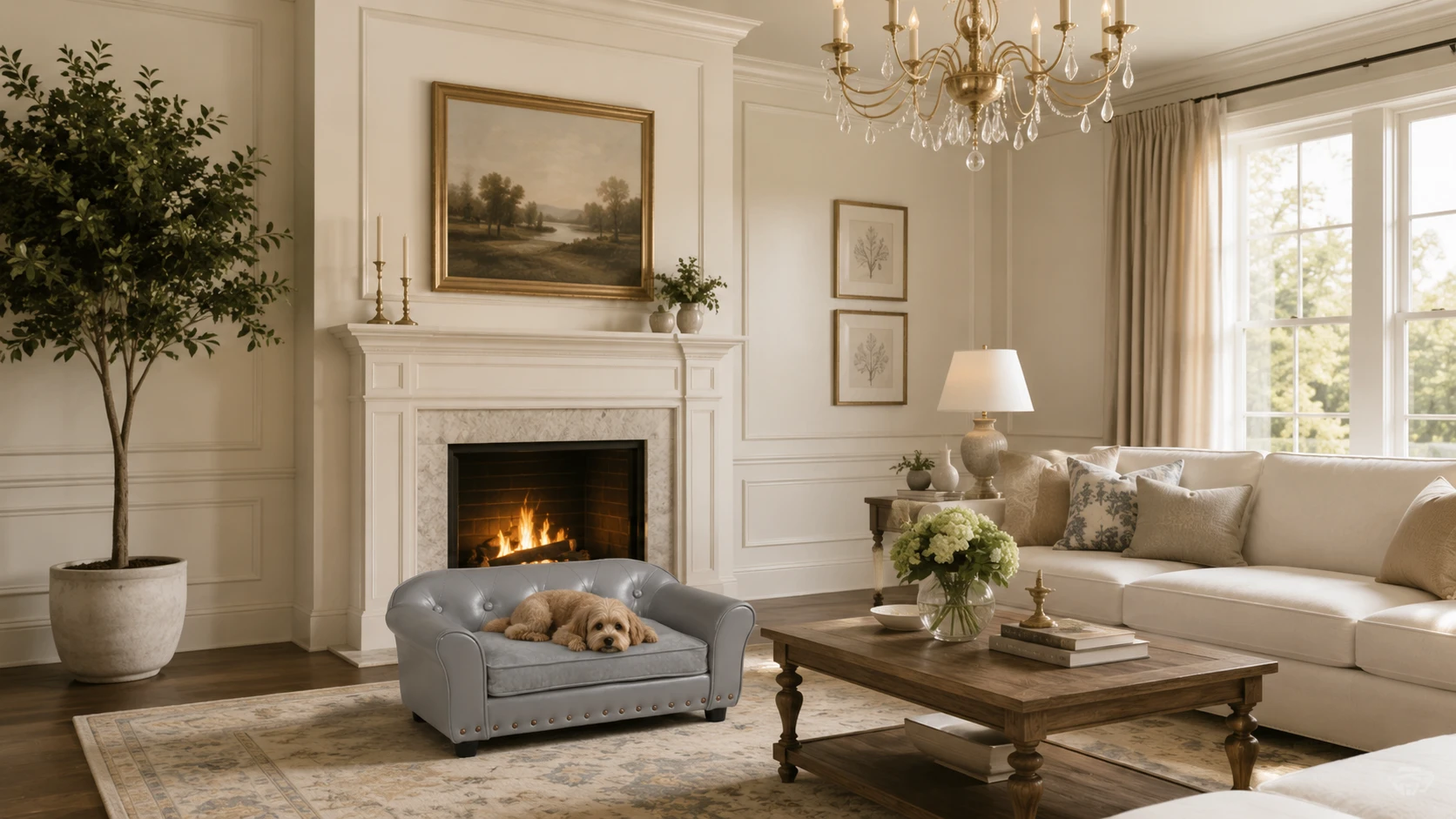 PU Leather Sofa Pet Bed with Wooden Rivets · Detail image 1 · GuardHound DOG
