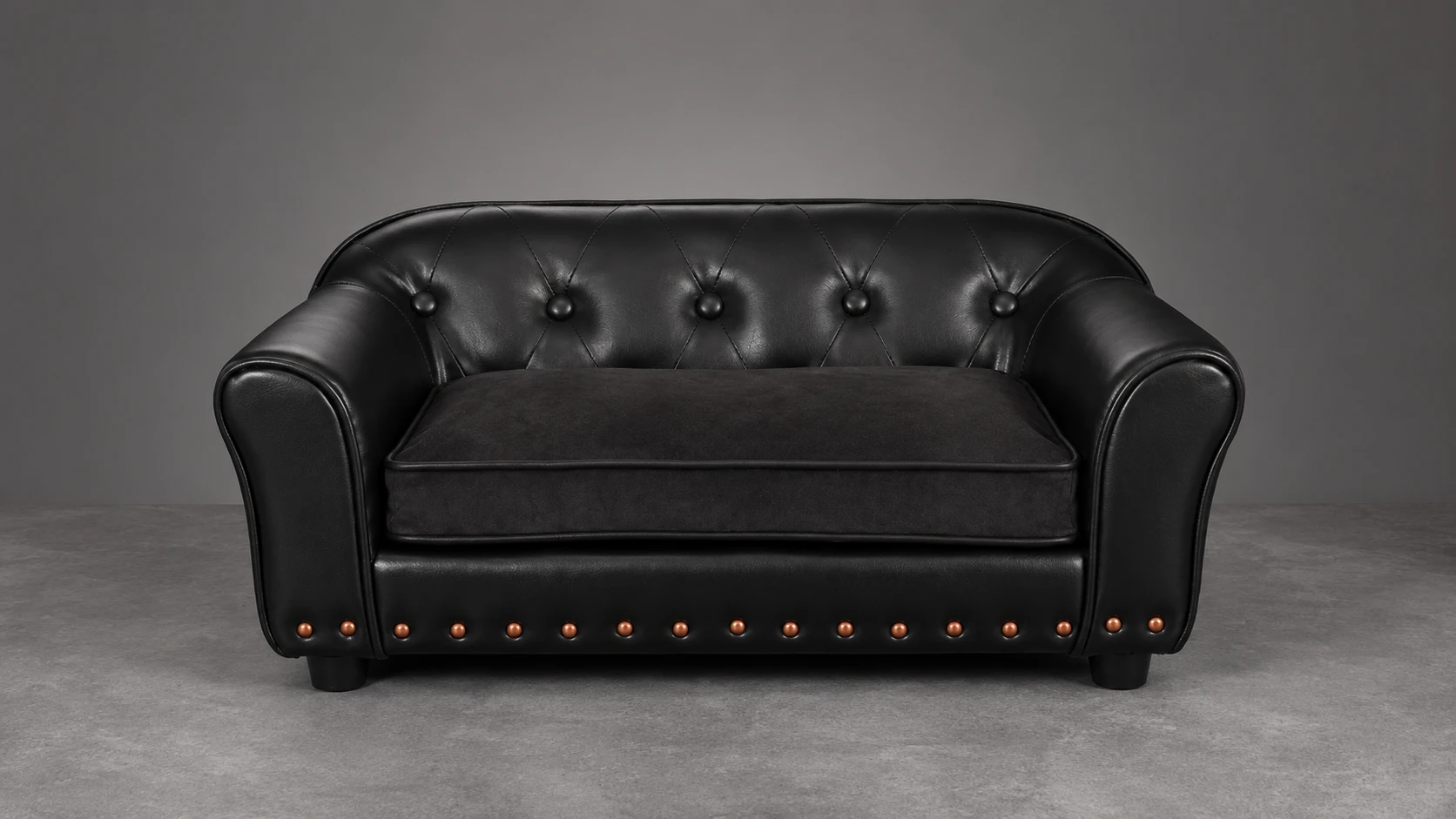 PU Leather Sofa Pet Bed with Wooden Rivets · Carbon Black · GuardHound DOG
