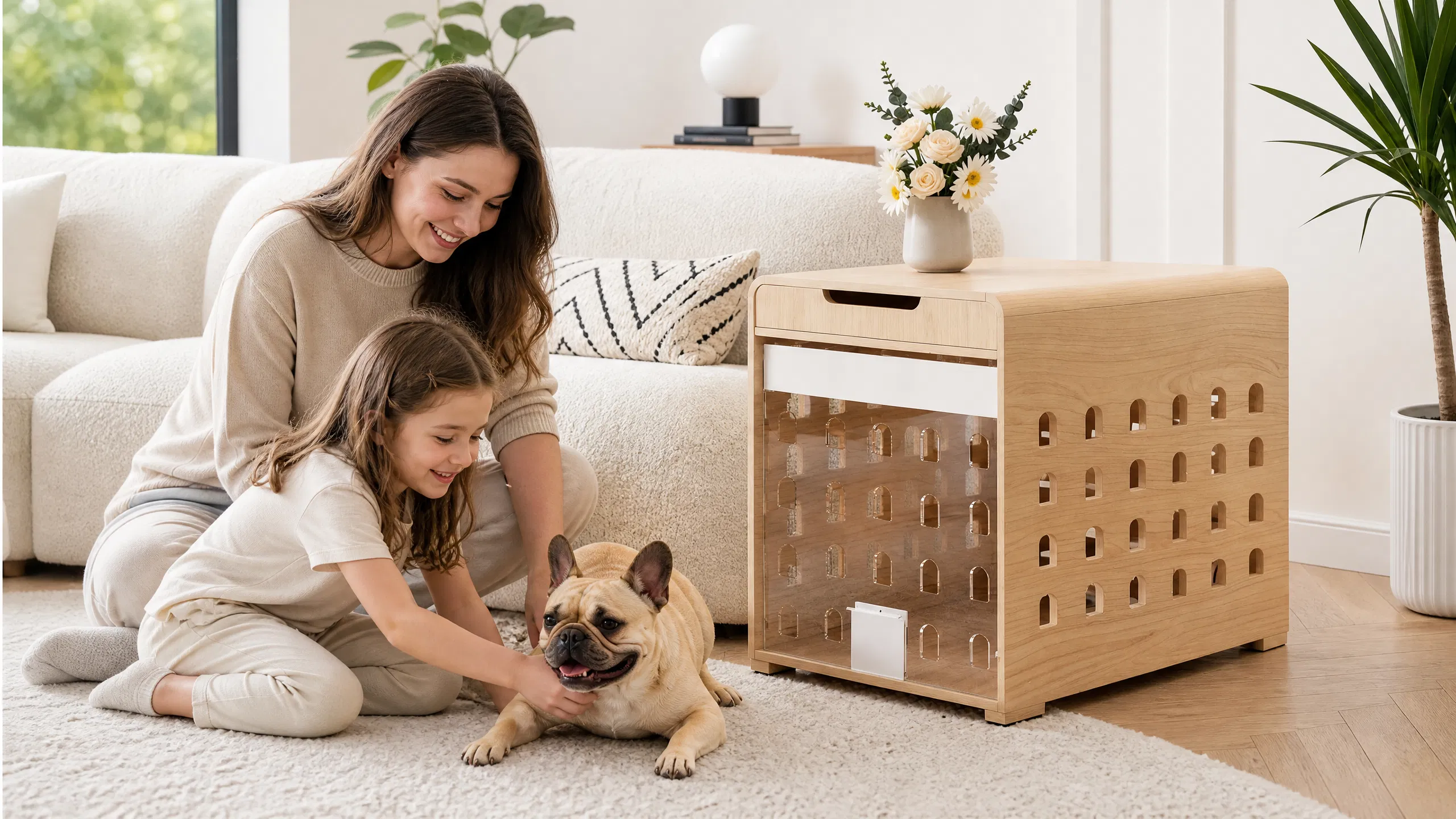 Multifunctional Wooden Dog Crate for Small Spaces · Cozy Evening Companion · GuardHound DOG