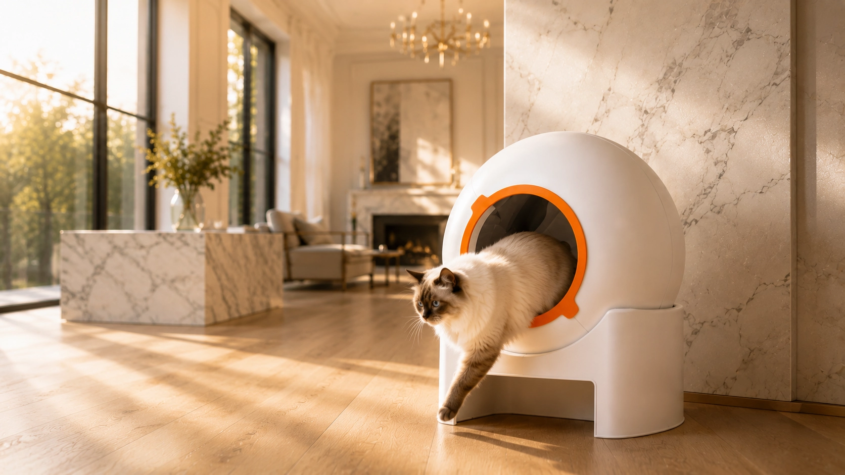 LumenGlow Smart Self-Cleaning Litter Box · Advanced Odor Elimination · GuardLynx