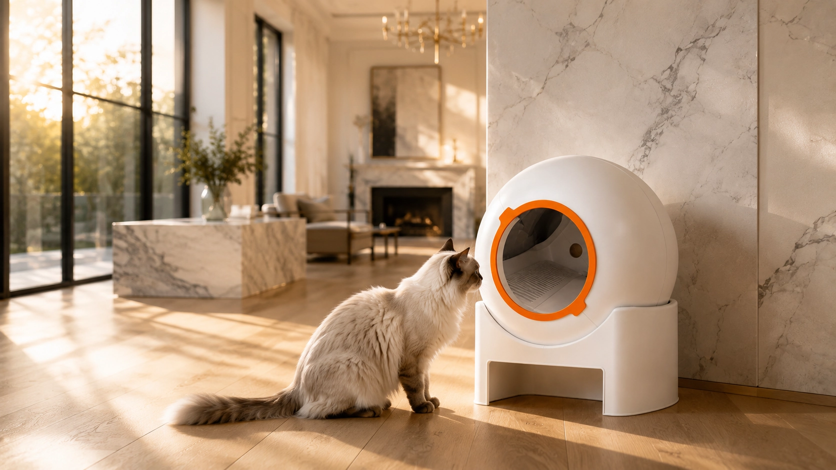 LumenGlow Smart Self-Cleaning Litter Box · Elegant Modern Design · GuardLynx