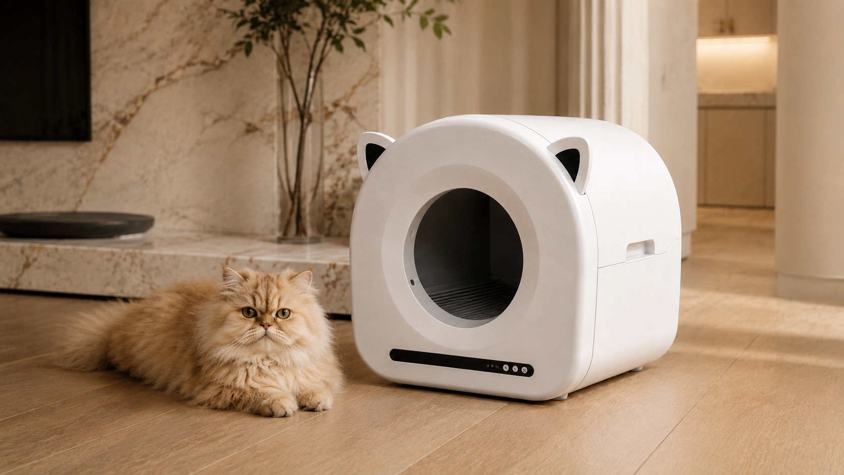 Cat Ear Smart Self-Cleaning Litter Box · Adorable Cat Ear Design · GuardLynx