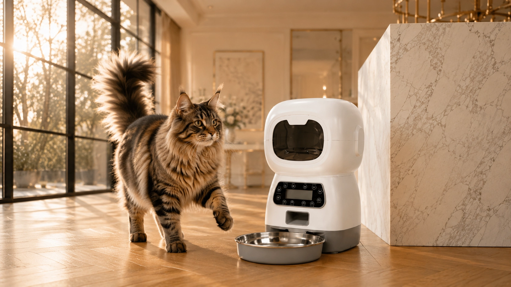 RoboPaws Smart Button Pet Feeder · Playful Robot Design · GuardLynx