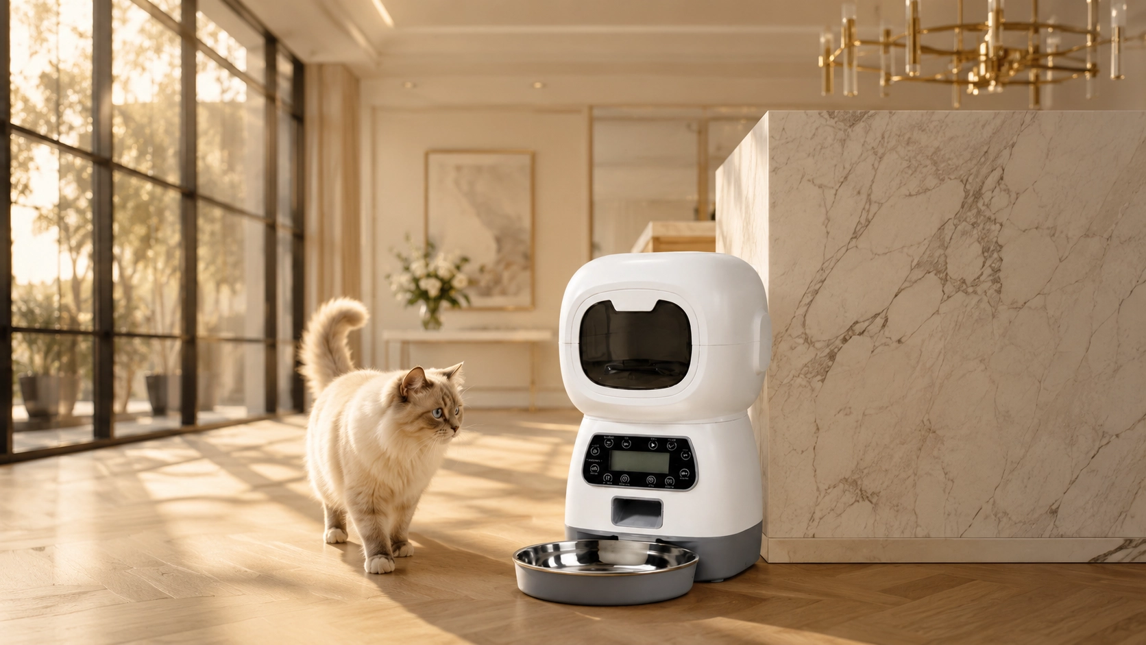 RoboPaws Smart Button Pet Feeder · Transparent Food Reservoir · GuardLynx