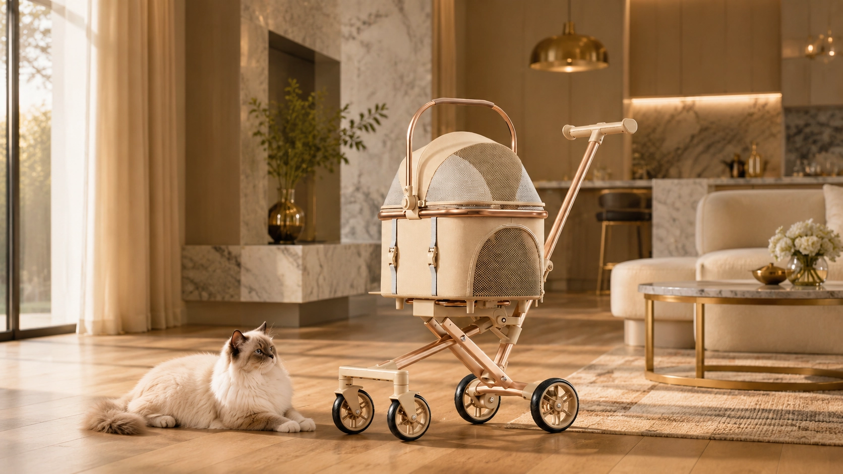 GuardLynx Lightweight Aluminum Pet Stroller · Adjustable Handlebar · GuardLynx