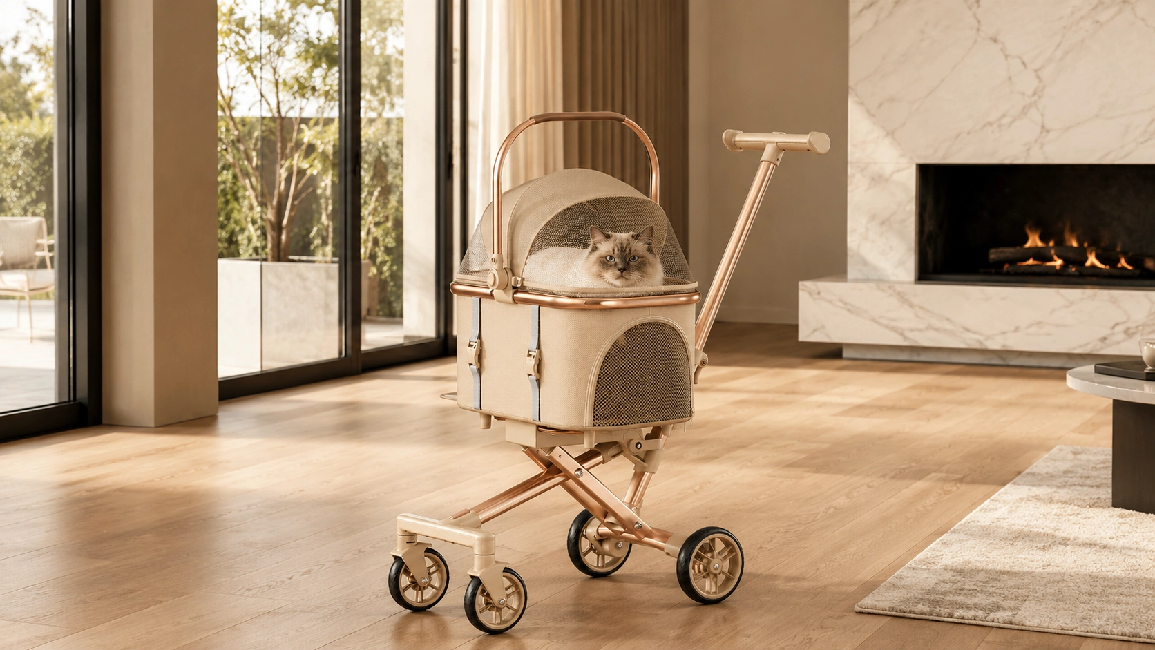 GuardLynx Lightweight Aluminum Pet Stroller · Afternoon Lounge in the Living Room · GuardLynx