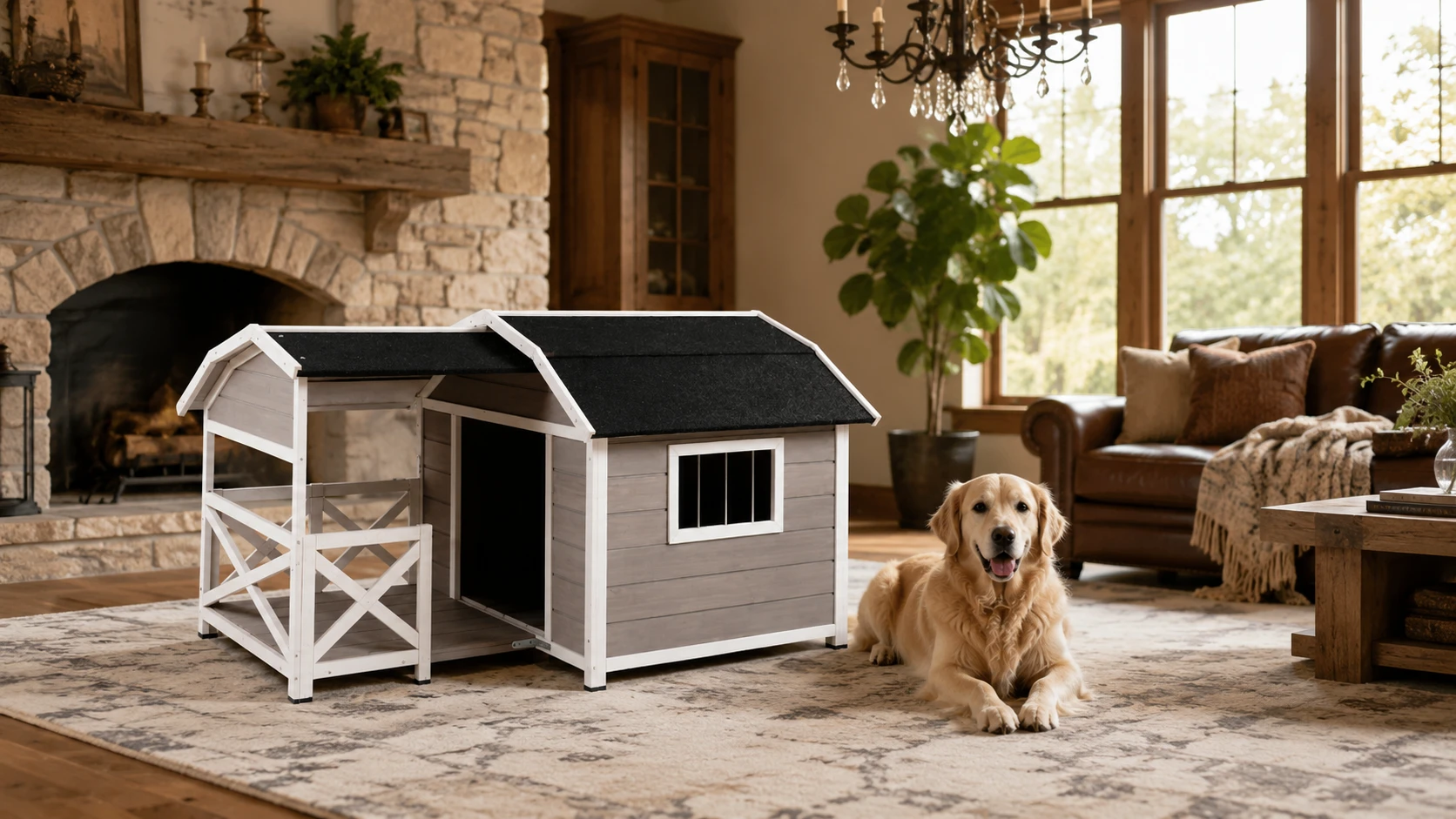 GuardHound Double Roof Outdoor Wooden Dog House · GuardHound DOG