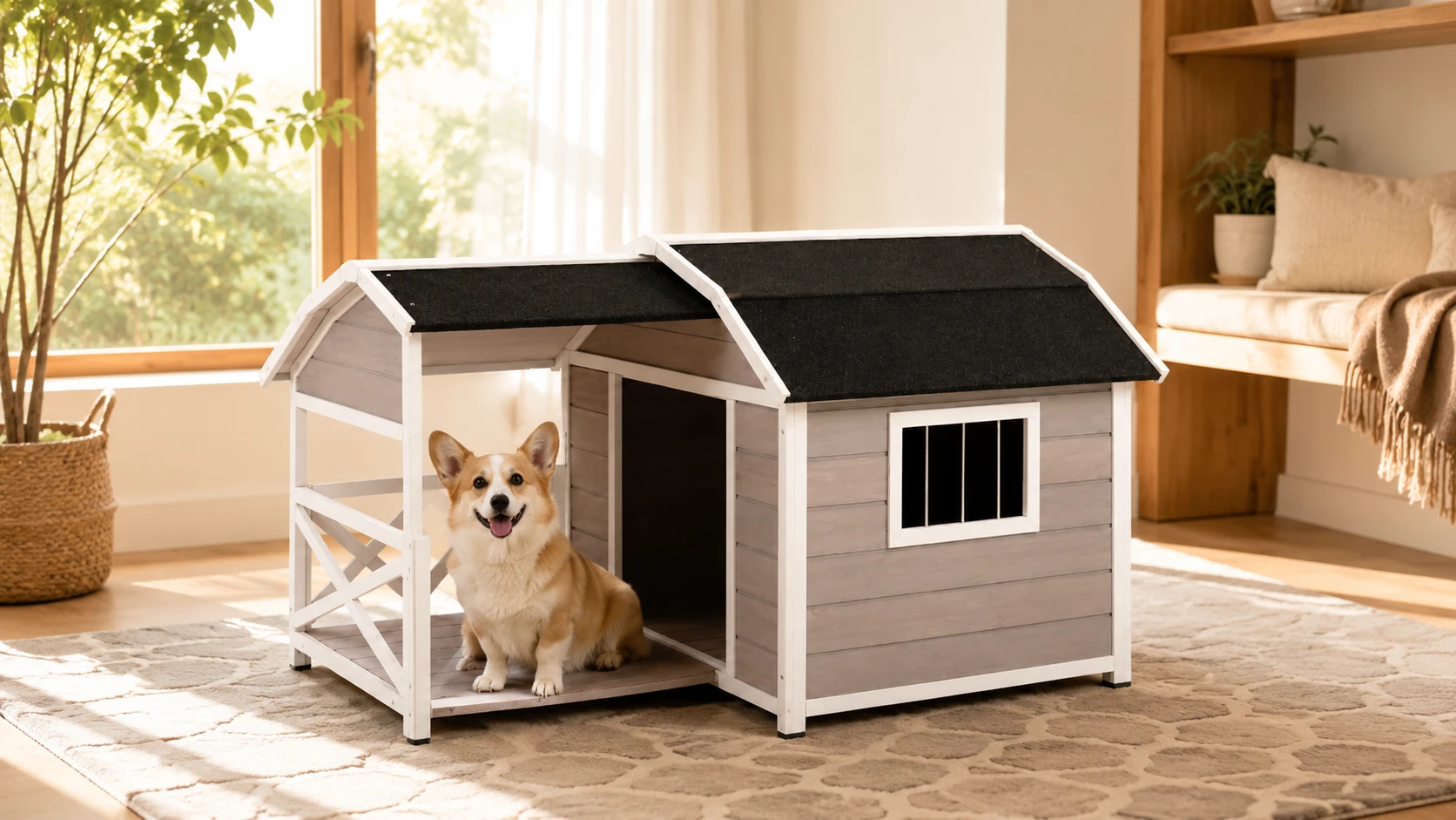 GuardHound Double Roof Outdoor Wooden Dog House · Double Roof Insulation · GuardHound DOG