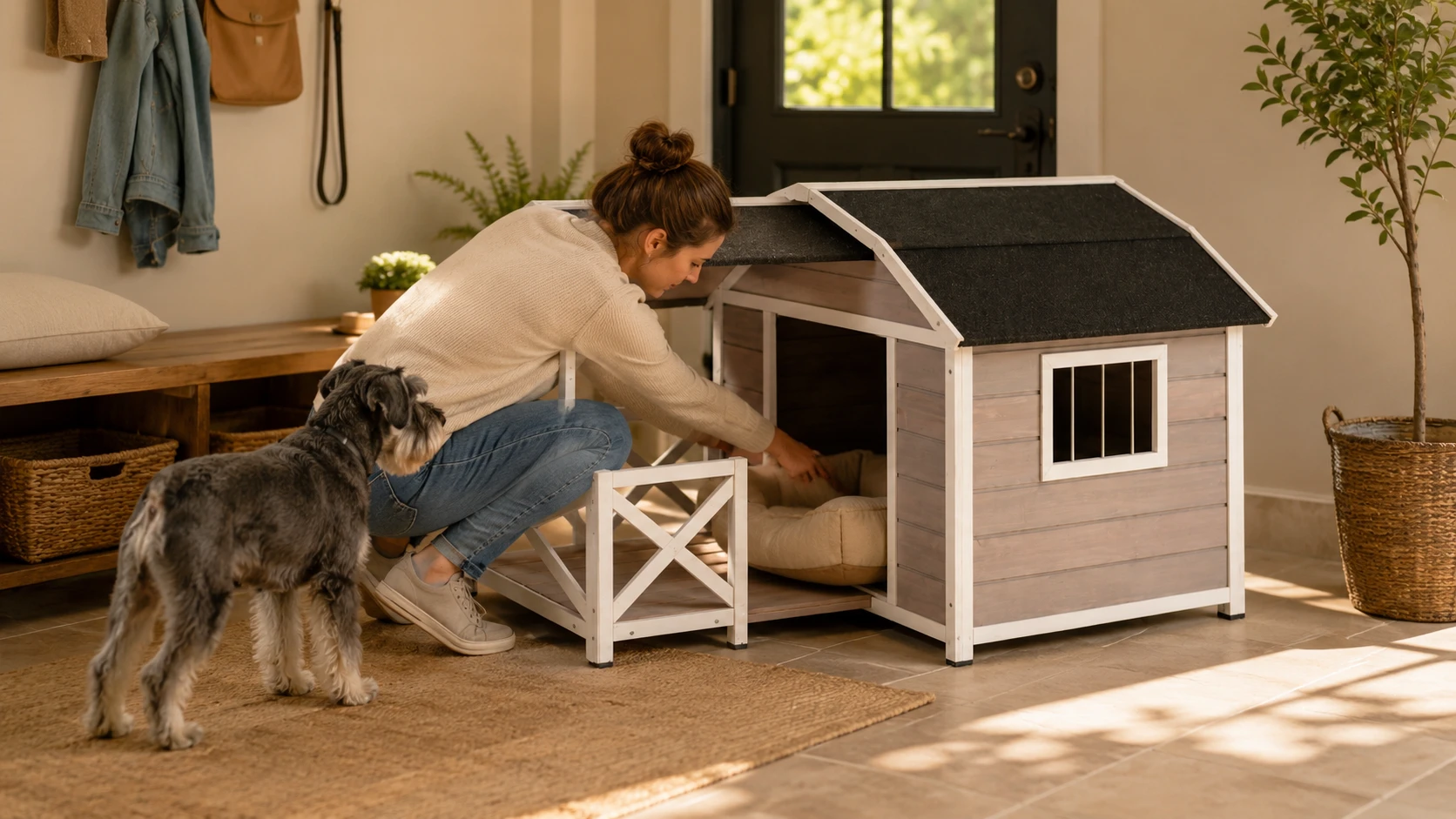 GuardHound Double Roof Outdoor Wooden Dog House · Playful Mornings · GuardHound DOG