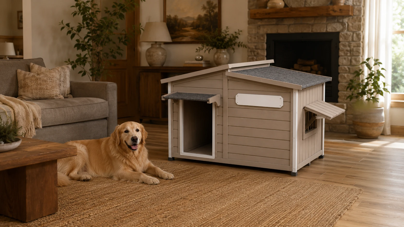 Solid Wood Weatherproof Outdoor Dog House · Detail image 1 · GuardHound DOG