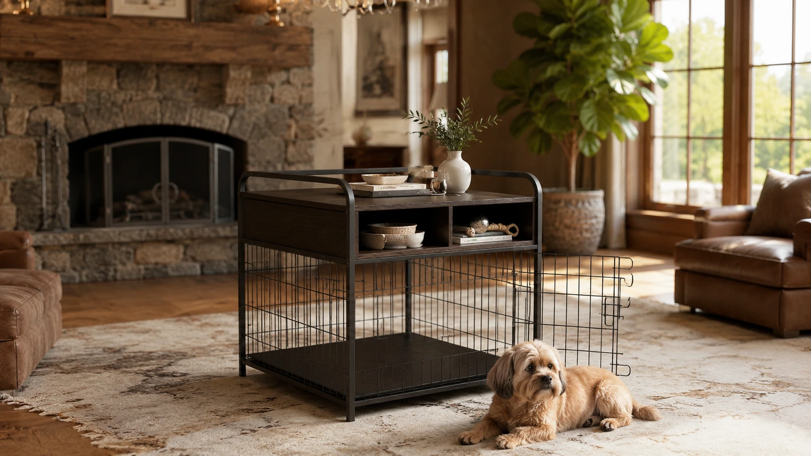 Deep Brown Wooden Pet Storage Cabinet · GuardHound DOG