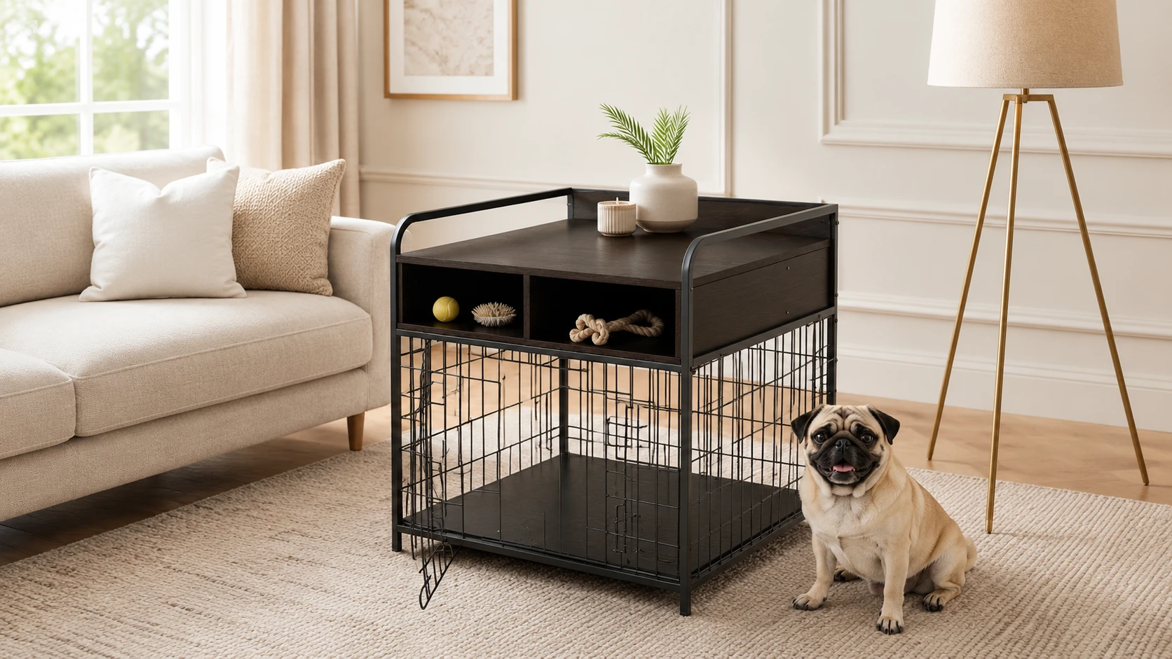 Deep Brown Wooden Pet Storage Cabinet · Rich Deep Brown Wood · GuardHound DOG