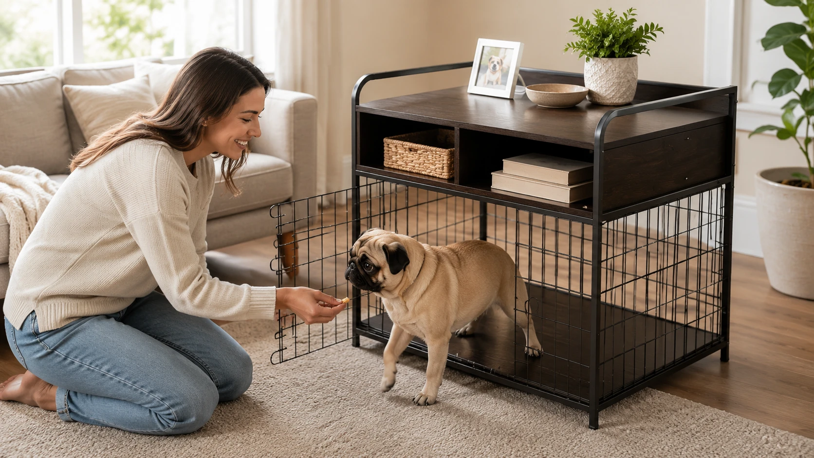 Deep Brown Wooden Pet Storage Cabinet · Living Room Storage · GuardHound DOG