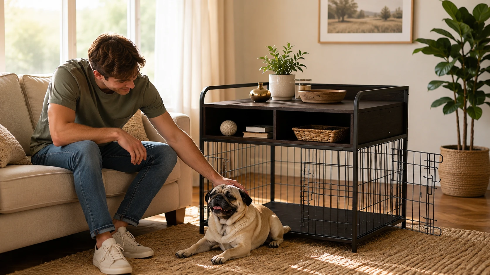 Deep Brown Wooden Pet Storage Cabinet · Kitchen Organization · GuardHound DOG