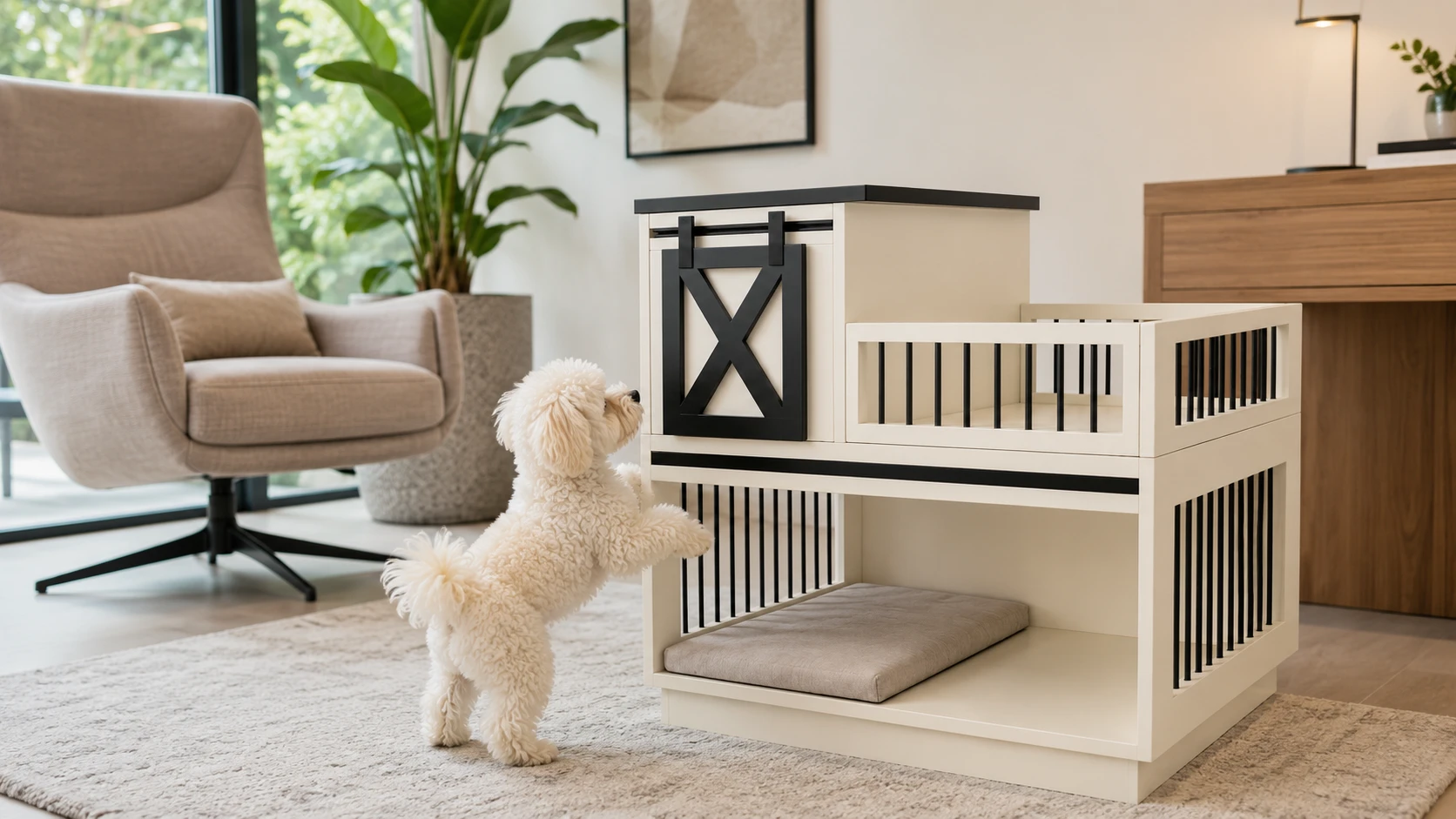 Wooden Double-Layer Pet Nightstand Cage · Functional Nightstand · GuardHound DOG