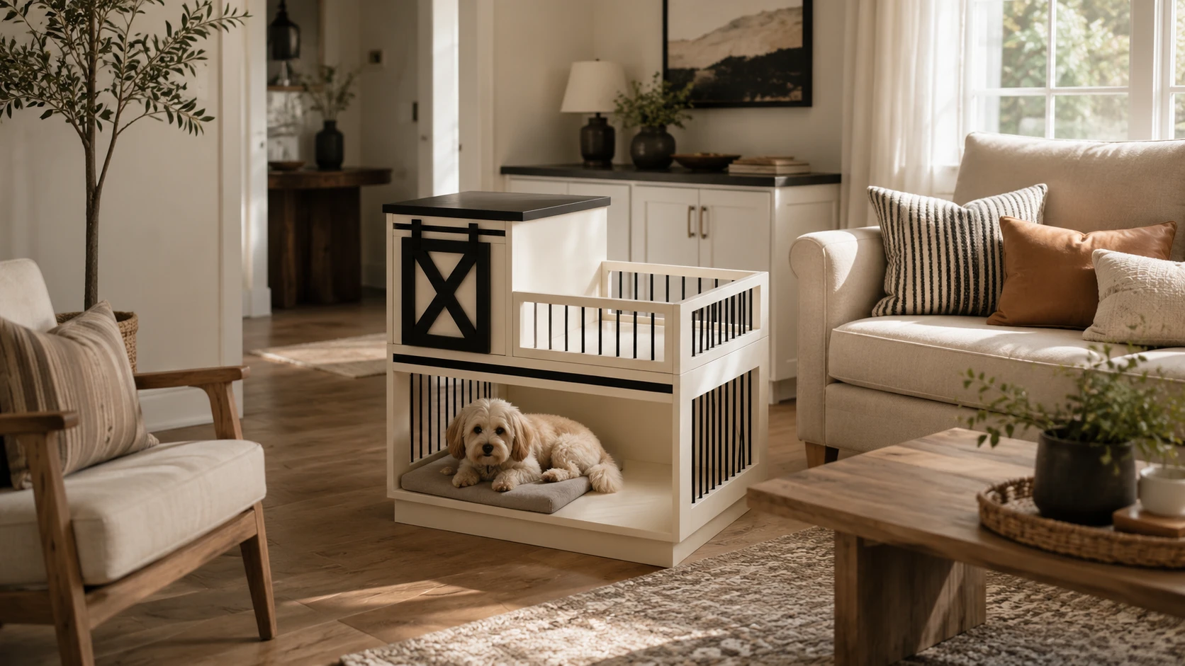 Wooden Double-Layer Pet Nightstand Cage · Detail image 1 · GuardHound DOG