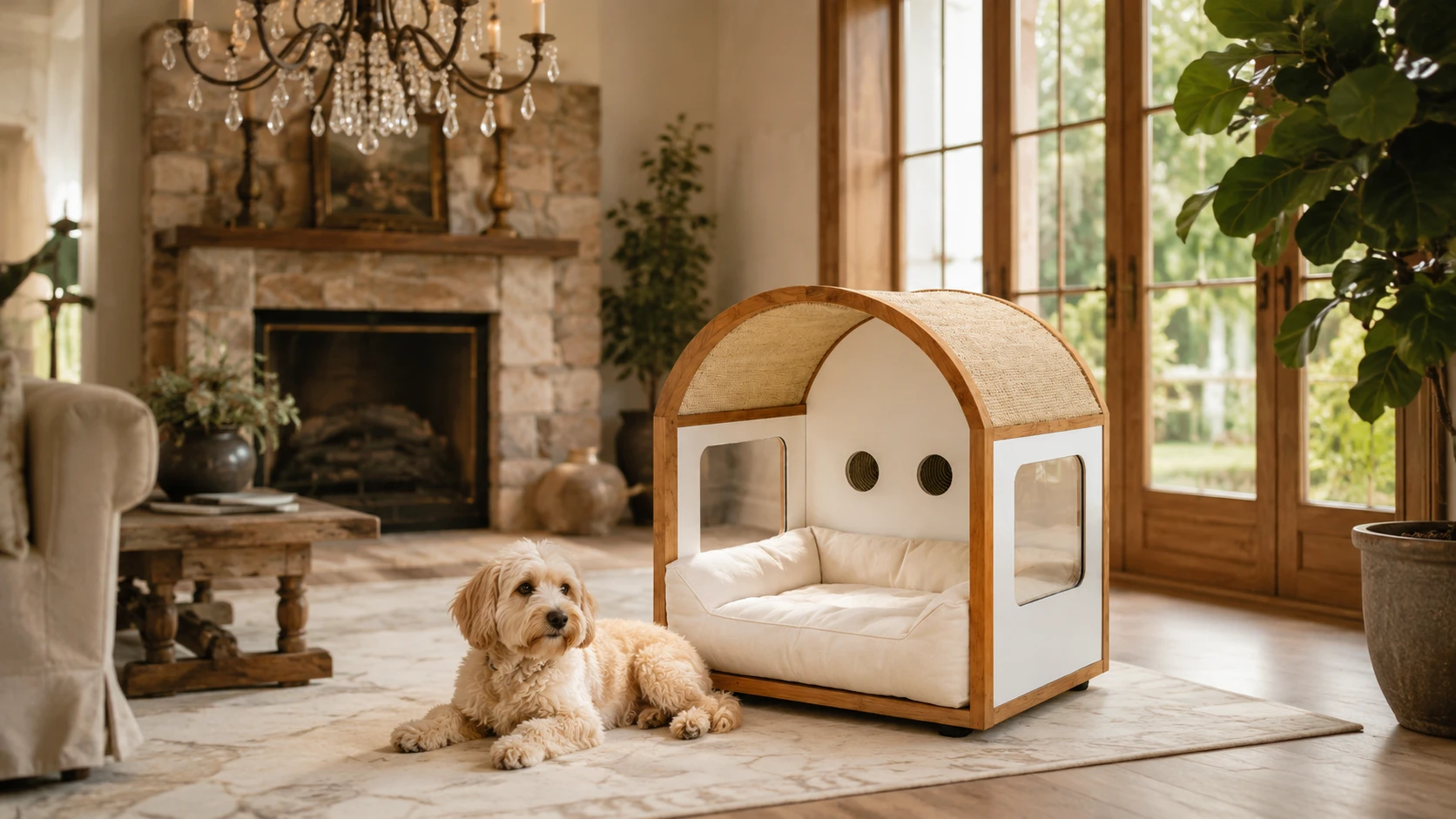 Arched Acrylic Pet House with Cozy Cotton Interior · GuardHound DOG