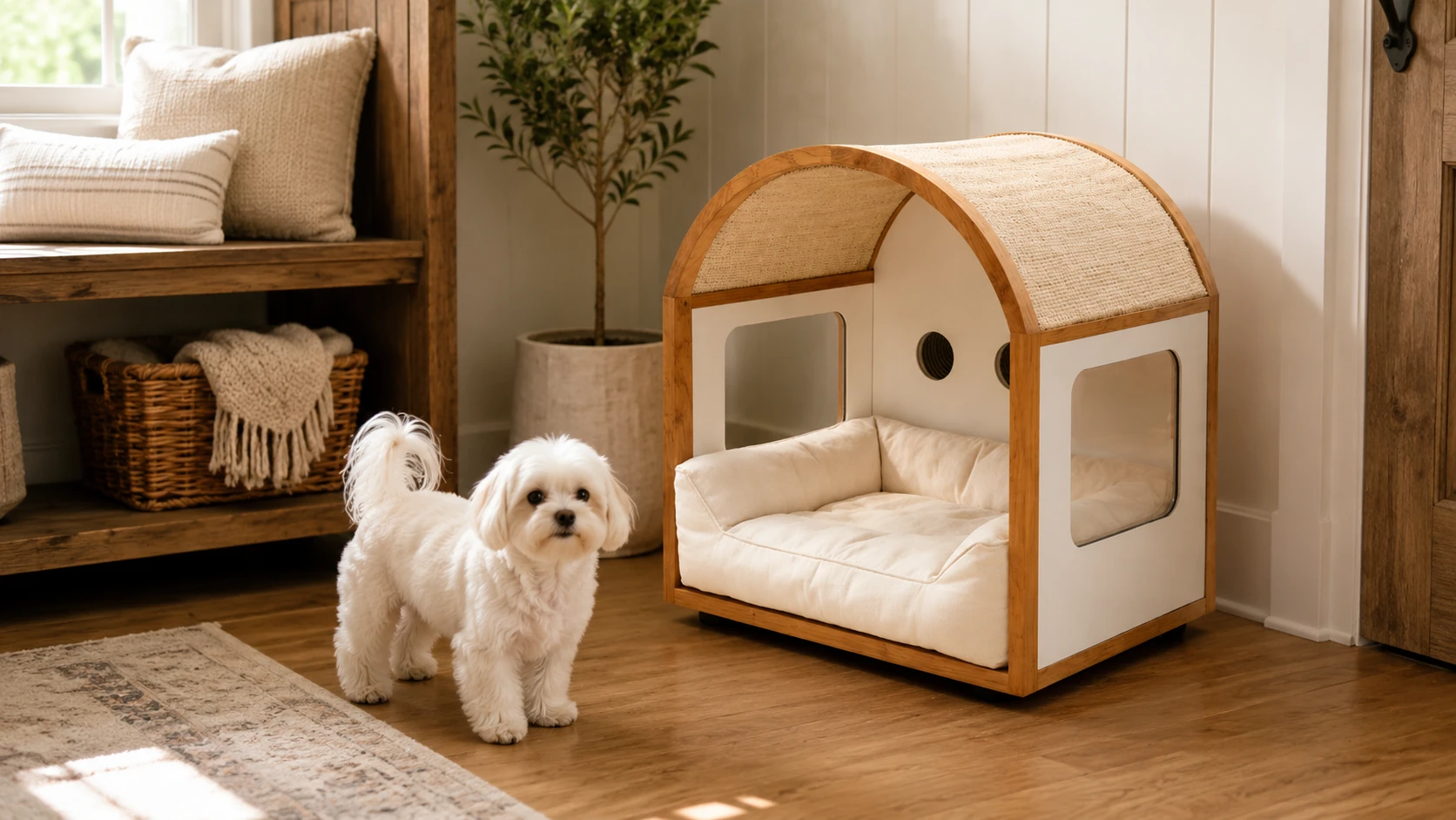 Arched Acrylic Pet House with Cozy Cotton Interior · Sturdy Wooden Frame · GuardHound DOG