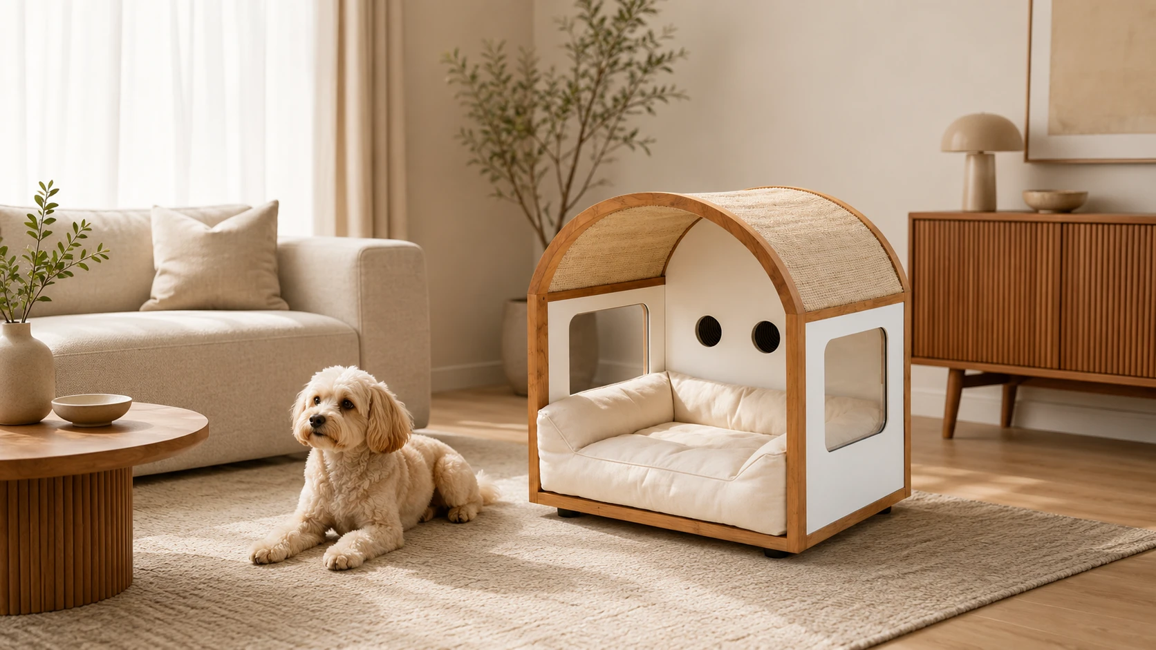 Arched Acrylic Pet House with Cozy Cotton Interior · Detail image 1 · GuardHound DOG