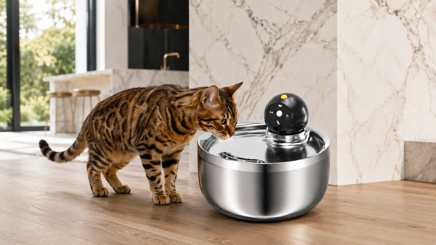 Stainless Steel Smart Pet Water Fountain · Smart Water Level Monitoring · GuardLynx