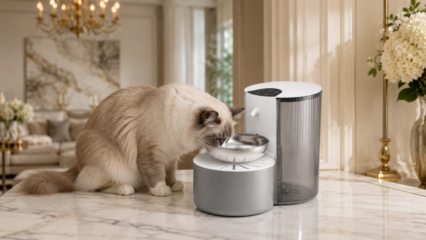 Stainless Steel Tilt Pet Water Fountain · GuardLynx