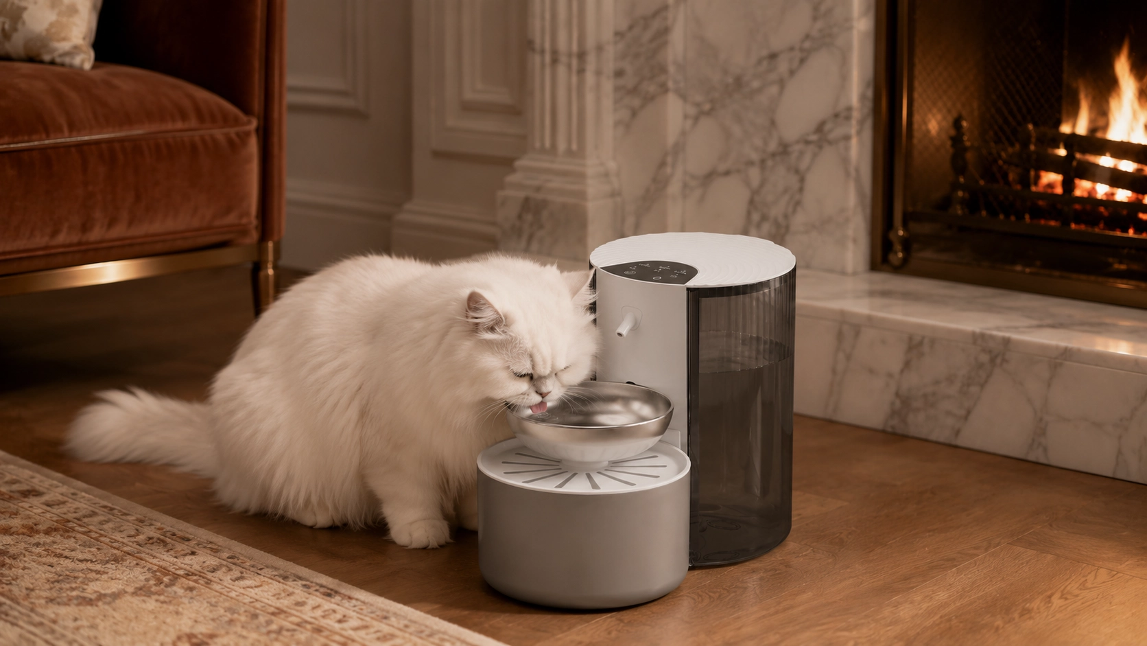 Stainless Steel Tilt Pet Water Fountain · Evening Elegance · GuardLynx