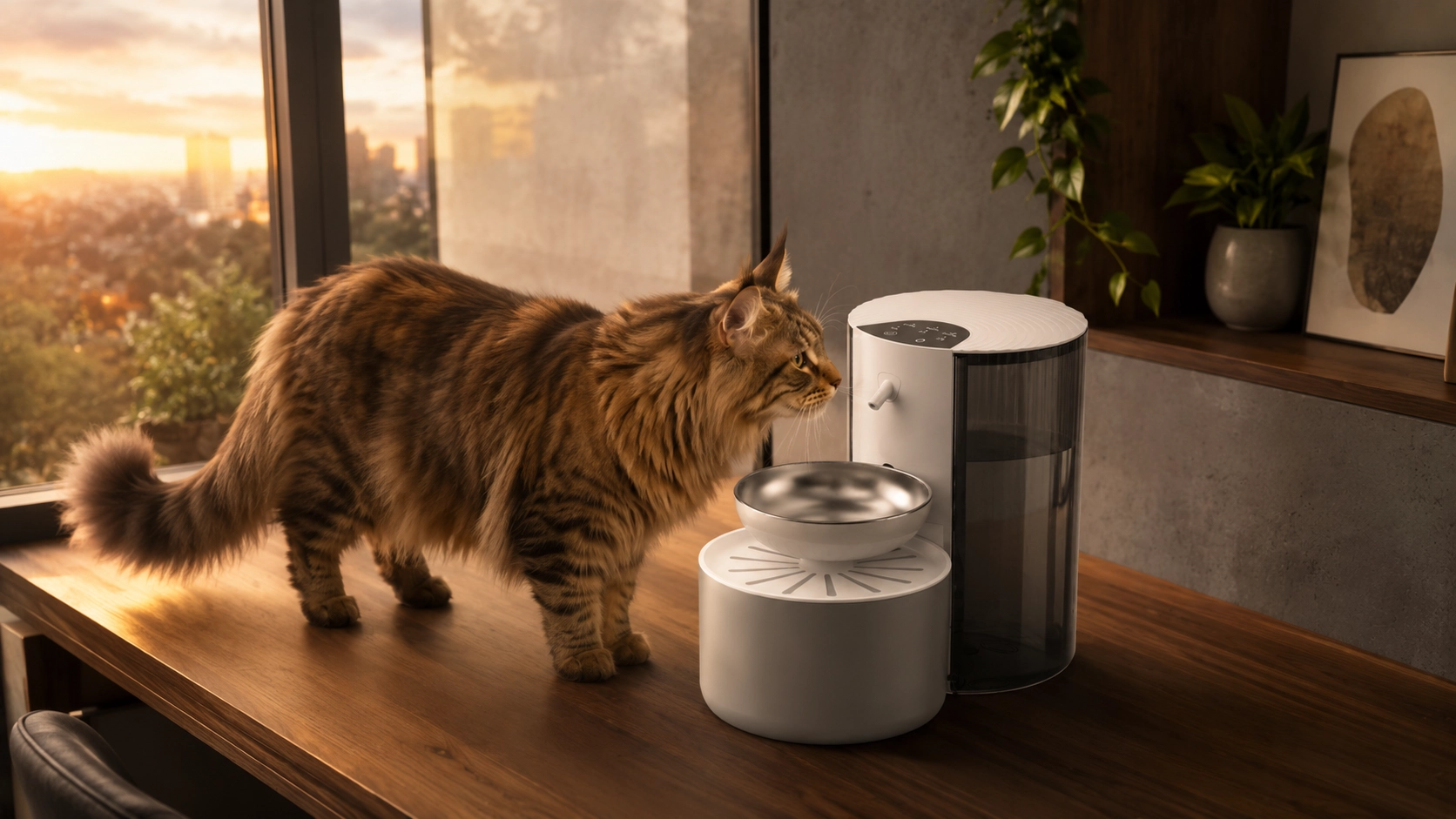 Stainless Steel Tilt Pet Water Fountain · Dusk Curiosity · GuardLynx
