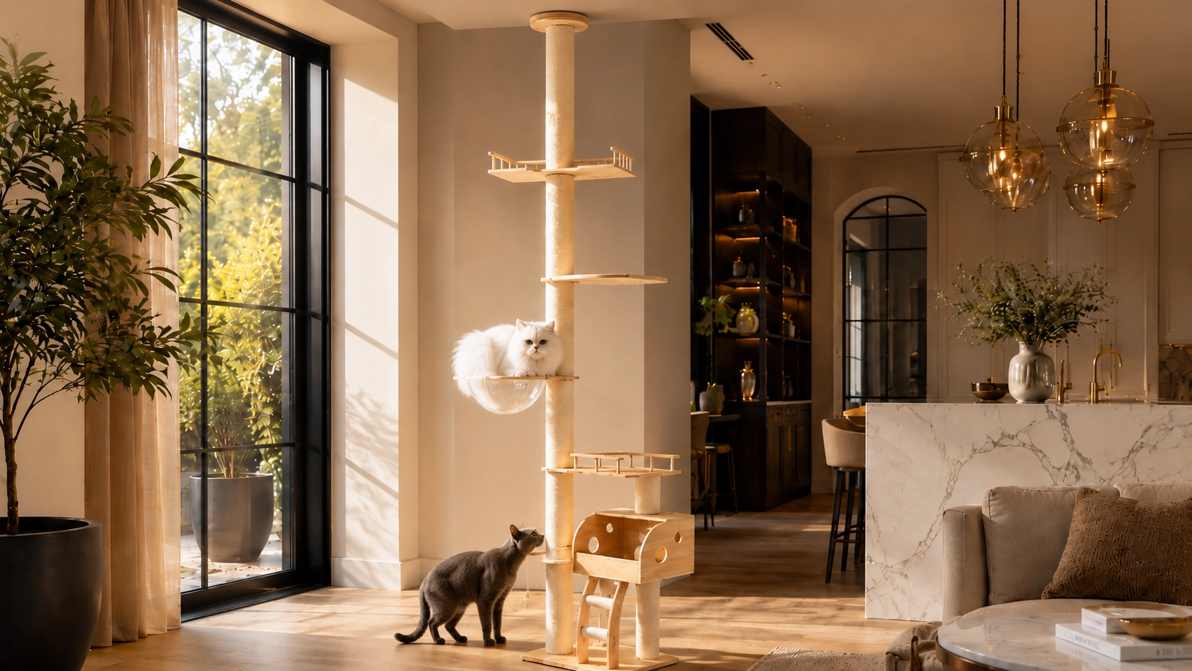 GuardLynx Ceiling-to-Floor Cat Tree Tower · Minimalist Aesthetic · GuardLynx