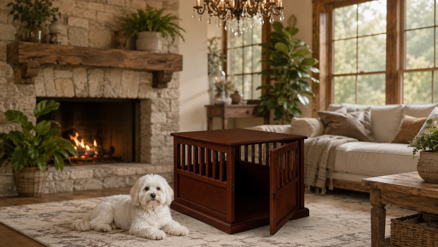 American Retro Solid Wood Dog Crate · GuardHound DOG