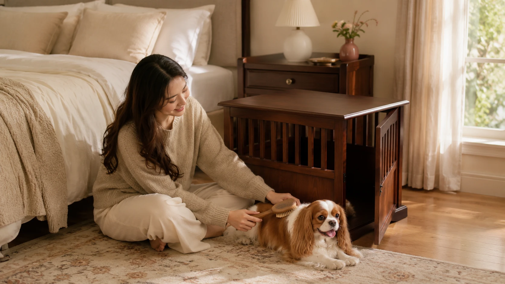 American Retro Solid Wood Dog Crate · Stylish Lounge Focal Point · GuardHound DOG