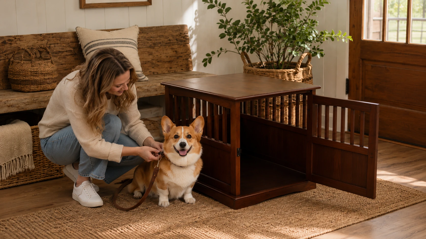 American Retro Solid Wood Dog Crate · Quiet Study Companion · GuardHound DOG