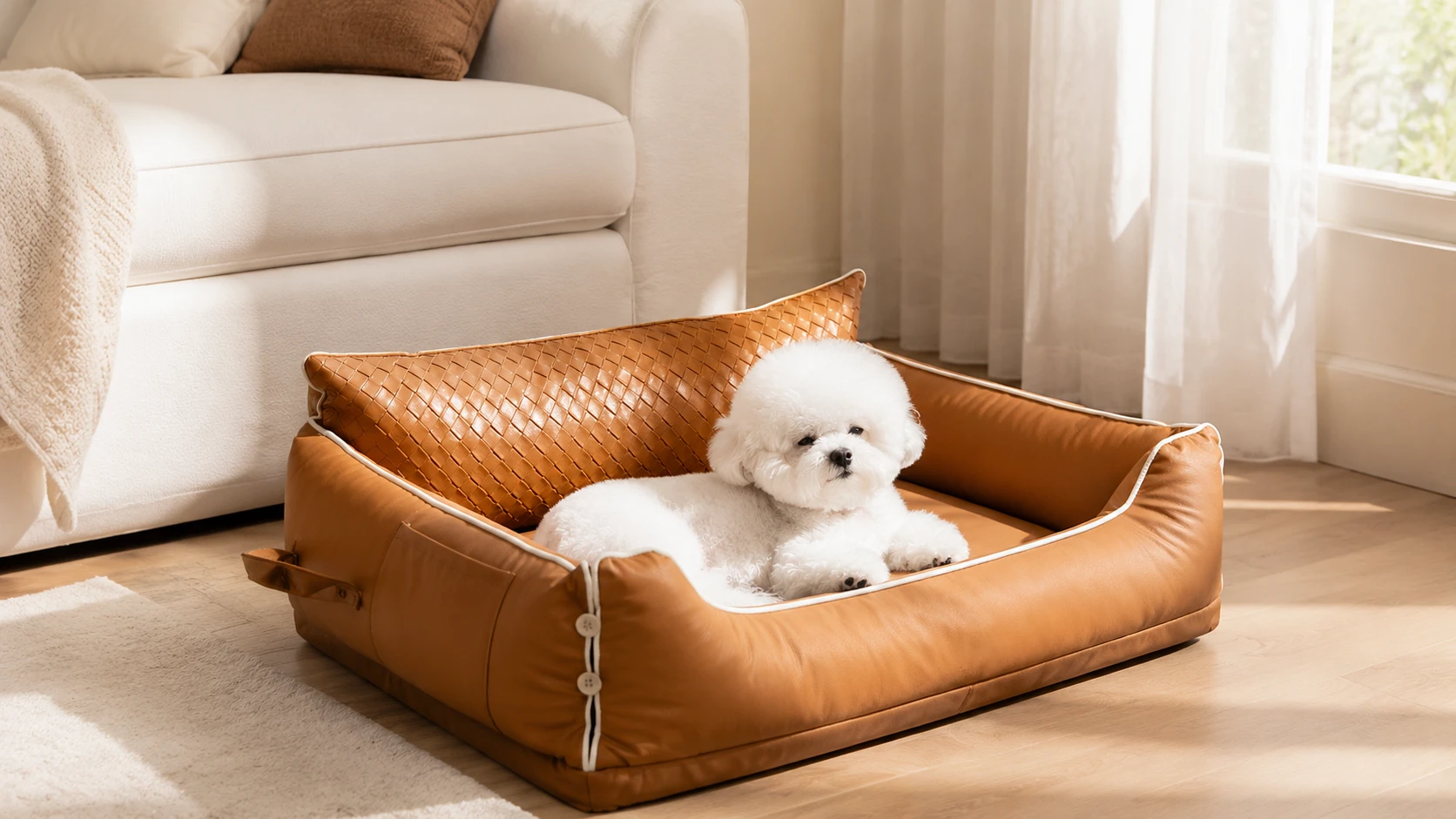 Luxury Faux Leather Dog Bed · Premium Faux Leather · GuardHound DOG
