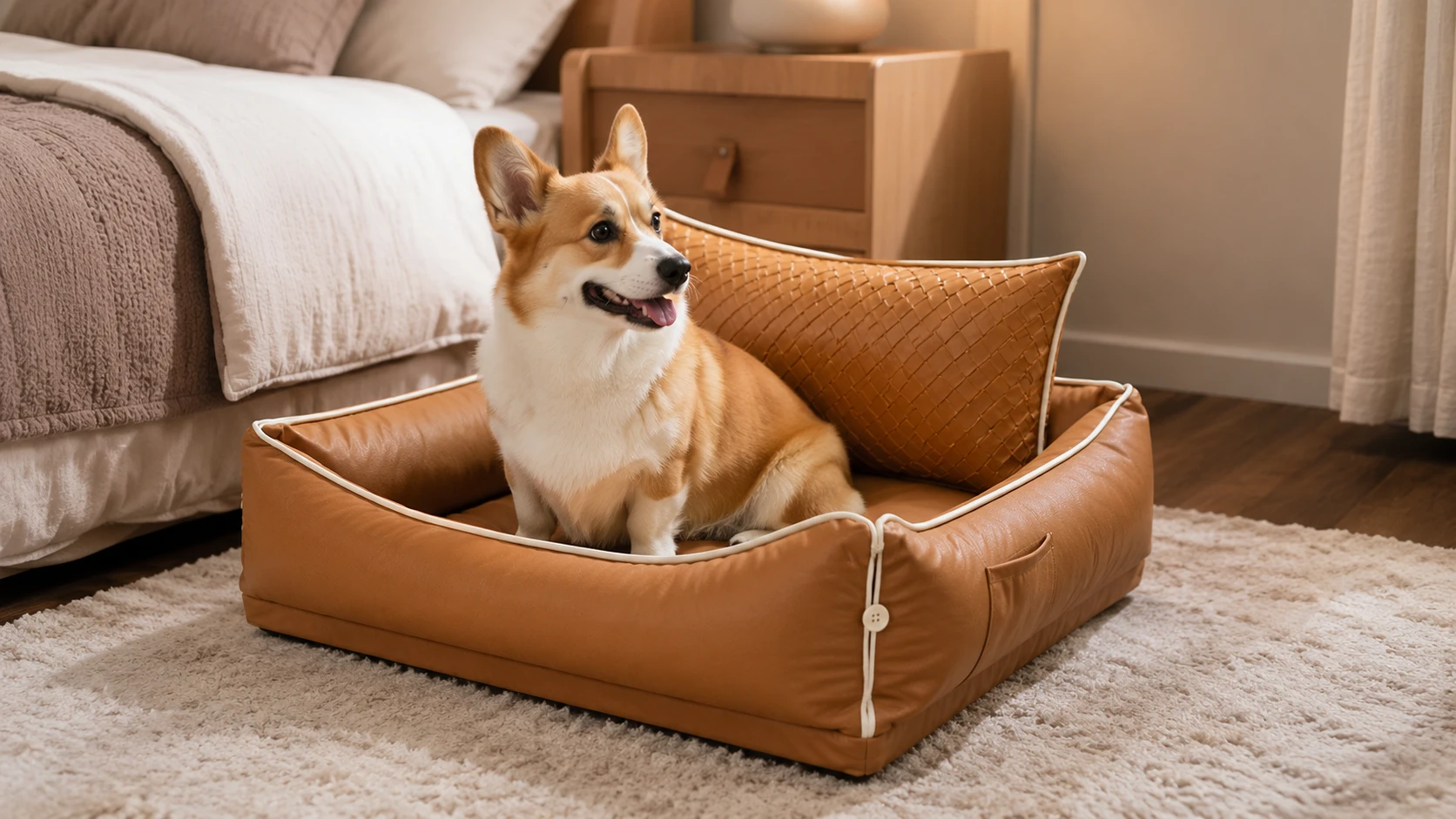 Luxury Faux Leather Dog Bed · Breathable Diamond Back · GuardHound DOG