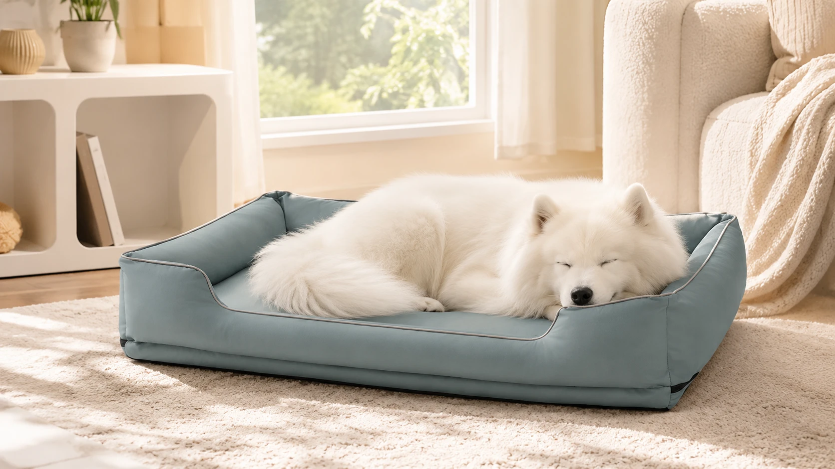 CozyNest Orthopedic Pet Lounger Bed · High-Sided Comfort · GuardHound DOG