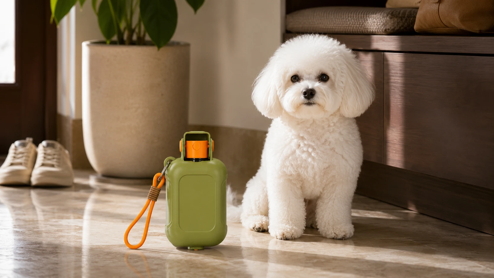 Portable Pet Water Bottle with Leak-Proof Design · Portable carry strap · GuardHound DOG